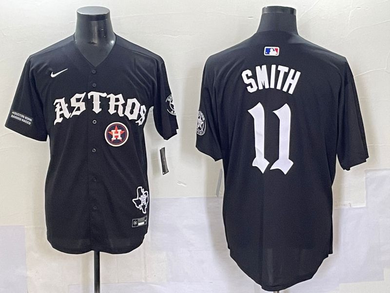 Men 2025 Houston Astros 11 Smith Black Seven generations Joint Name Nike MLB Jersey style 70415